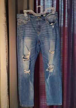 EUNINA WOMENS DISTRESSED JEANS - FRANKIE LOW RISE GF - SIZE 13